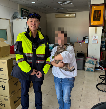 澎湖文澳派出所警員暖心救援 走失寵物貓順利返家