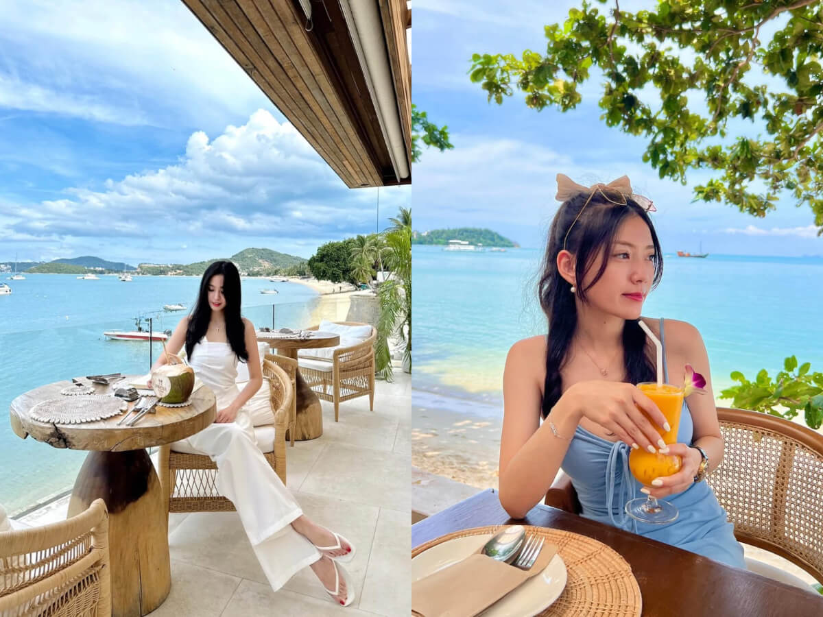 泰國美食｜蘇梅島必追的網美打卡餐廳 蔚藍海面、月牙沙灘、懸崖美景和浪漫白色紗帳 一次全都擁有