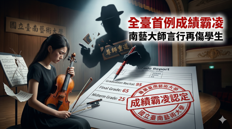 國立臺南藝術大學首例成績霸凌案　家長控教師不當言行再造成學生二度傷害