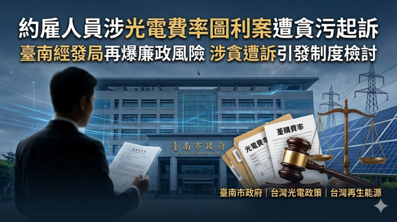 光電費率圖利案被動手腳？臺南經發局約雇人員涉貪遭訴細節曝光