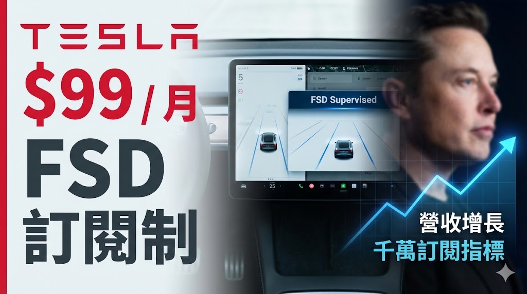 特斯拉Tesla取消FSD買斷制，全面轉向月費99美元訂閱模式，2月14日起生效，馬斯克薪酬方案帶動營收成長