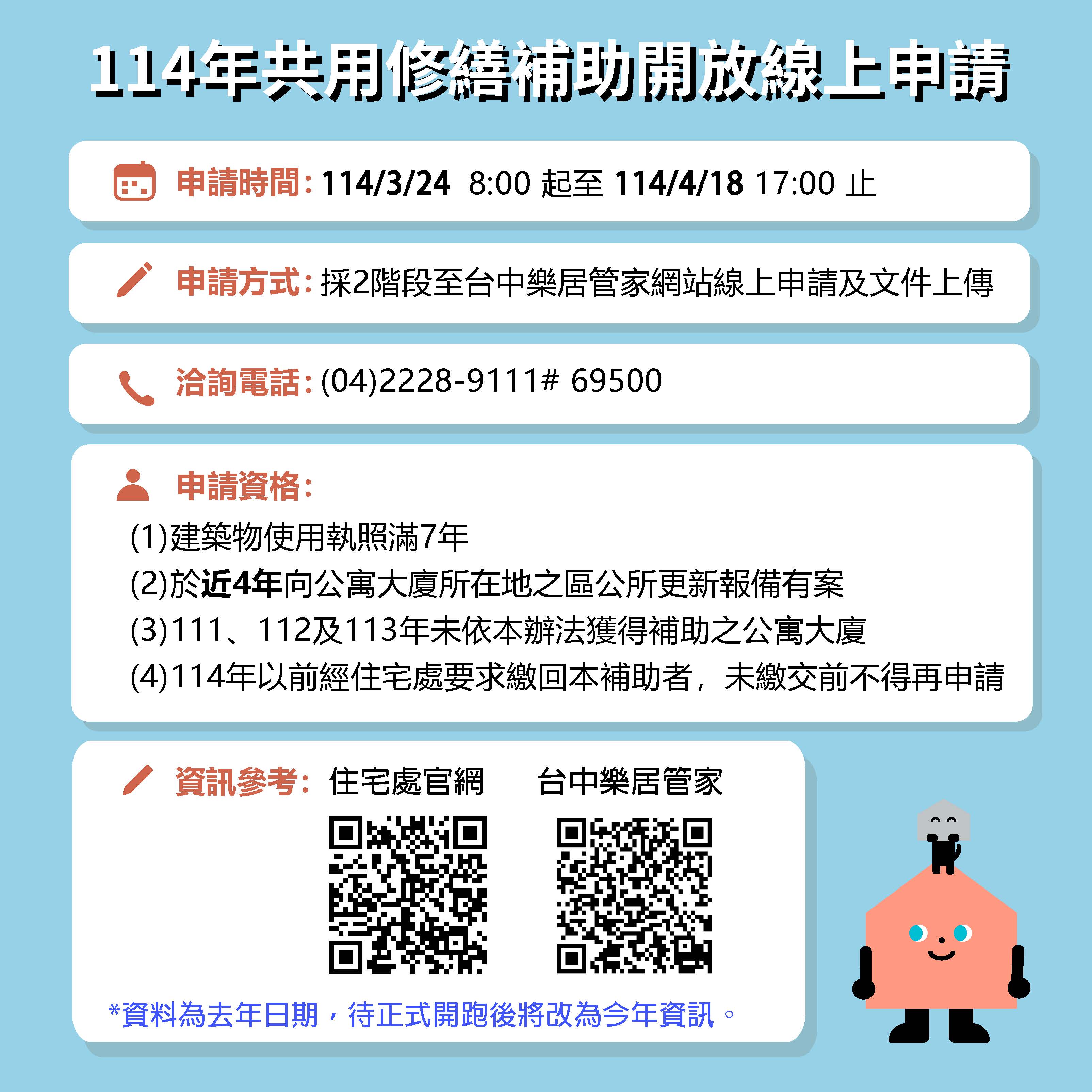 臺中市114年公寓修繕補助3/24受理 申請流程、補助條件一次看