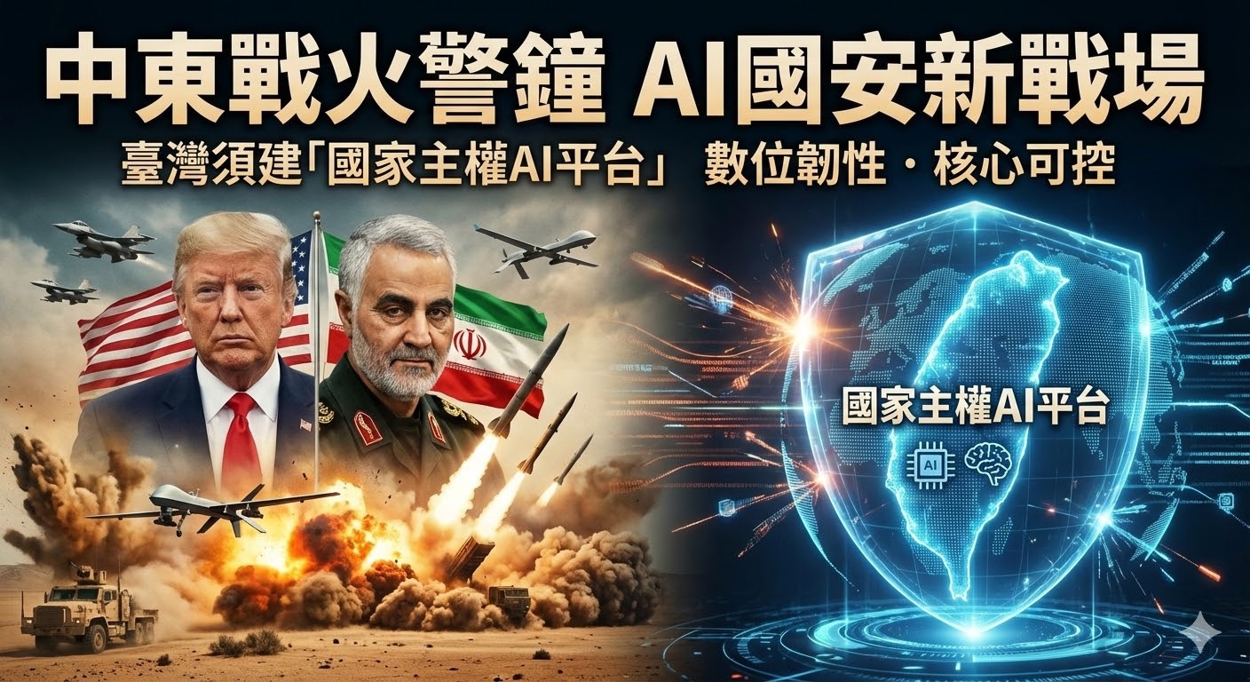 中東戰火敲響警鐘  AI時代國安新戰場來臨  臺灣必須建立自己國家主權AI平台  數字霸權已成決戰關鍵