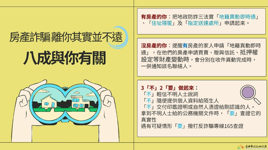 臺中地政局發動防詐行動！「地政防詐三寶」廣邀市府同仁響應自保產權