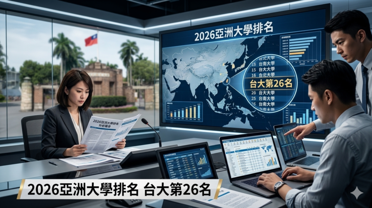 2026亞洲大學排名出爐! 臺灣共6校擠進百強 台大第26名 六校進榜名單曝光