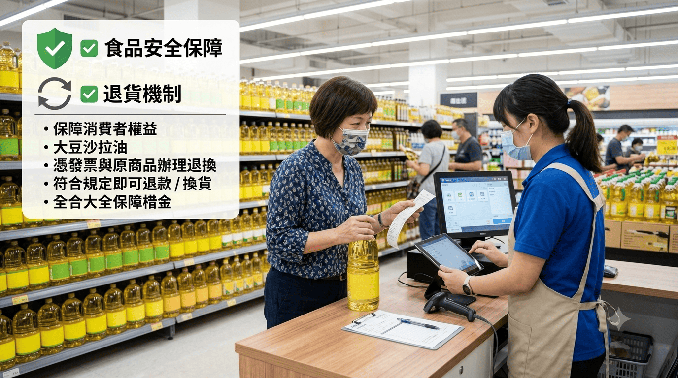 中聯油脂大豆沙拉油退貨機制公布　行政院消保處：4至6月問題油品可辦理退換貨