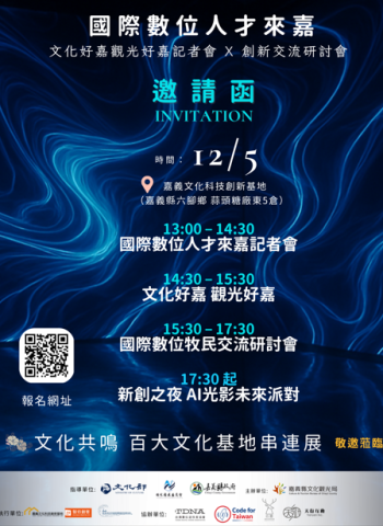 嘉義創新力大爆發！12/5 國際數位人才、AI光影派對與文化科技展三重亮點，同步啟動跨域合作新時代