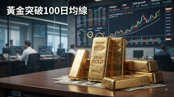 美國7月CPI降溫推升降息預期　黃金突破100日均線站上逾兩個月高點
