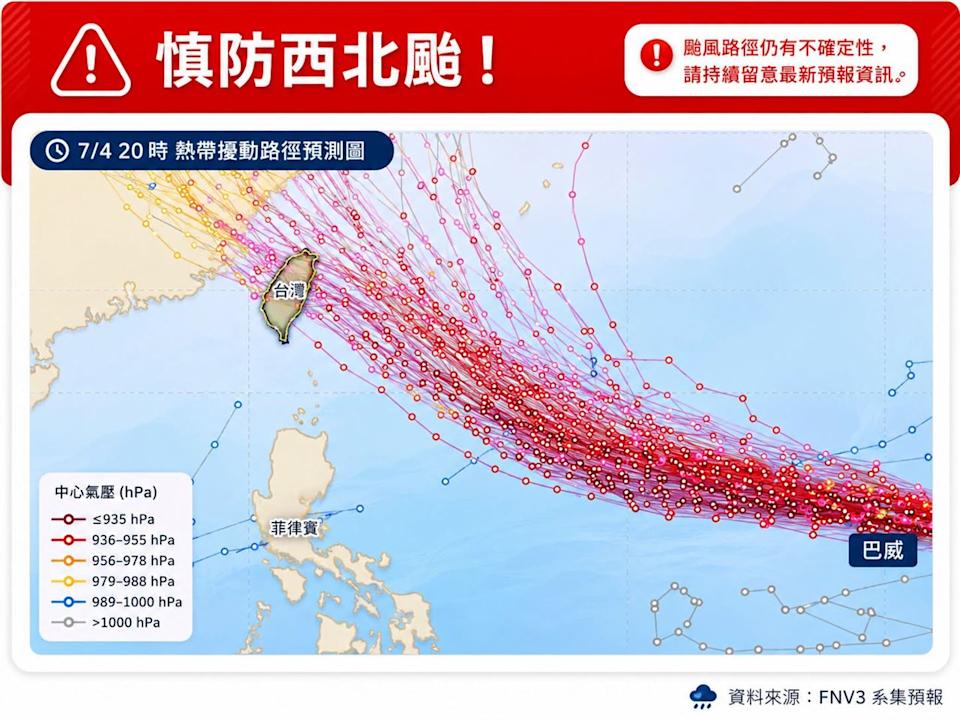巴威颱風逼近臺灣海域　專家示警西北颱風險升高　全臺恐受外圍環流影響