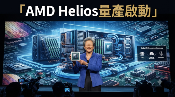 超微Advancing AI大會登場！蘇姿丰宣布Helios全面量產　臺灣供應鏈迎AI伺服器新商機